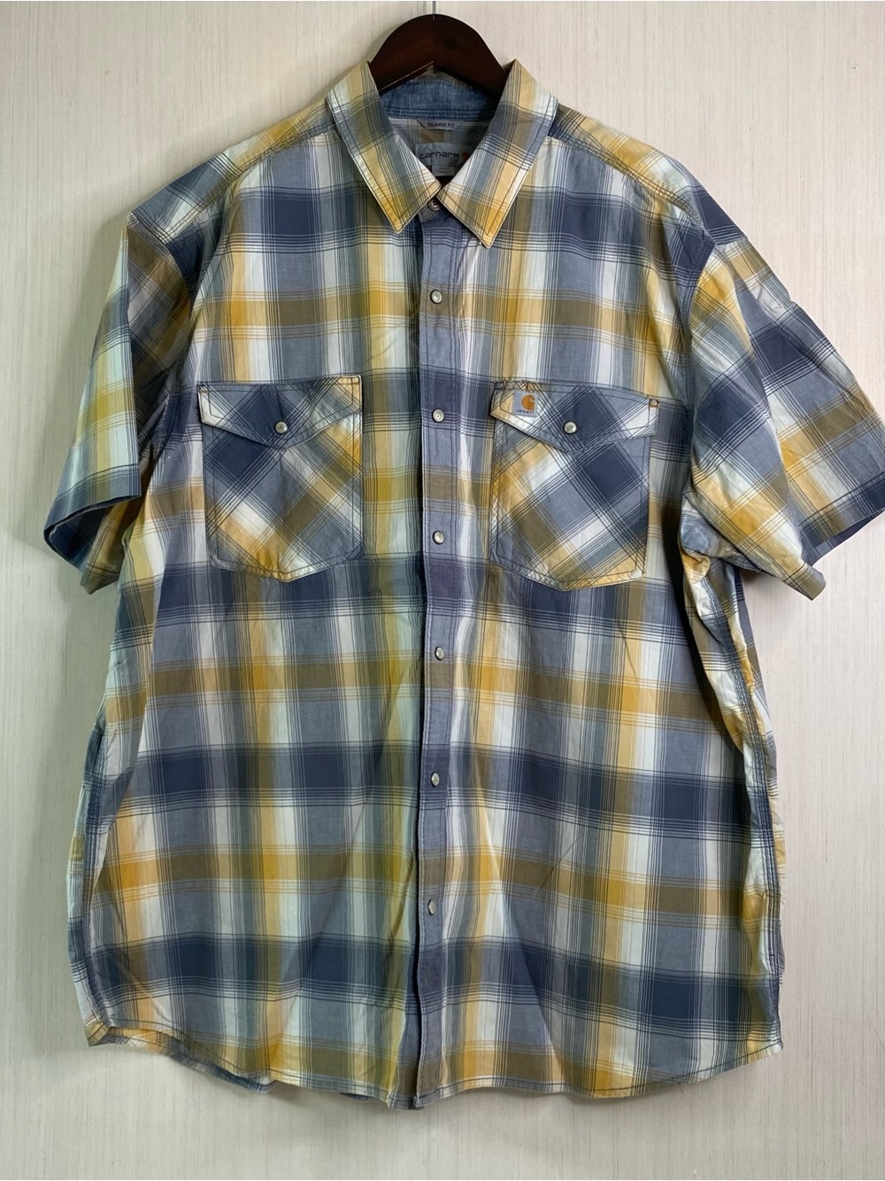 Carhartt Men's Relaxed Fit Short Sleeve Plaid Pearl Snap Pocket Shirt 2XL